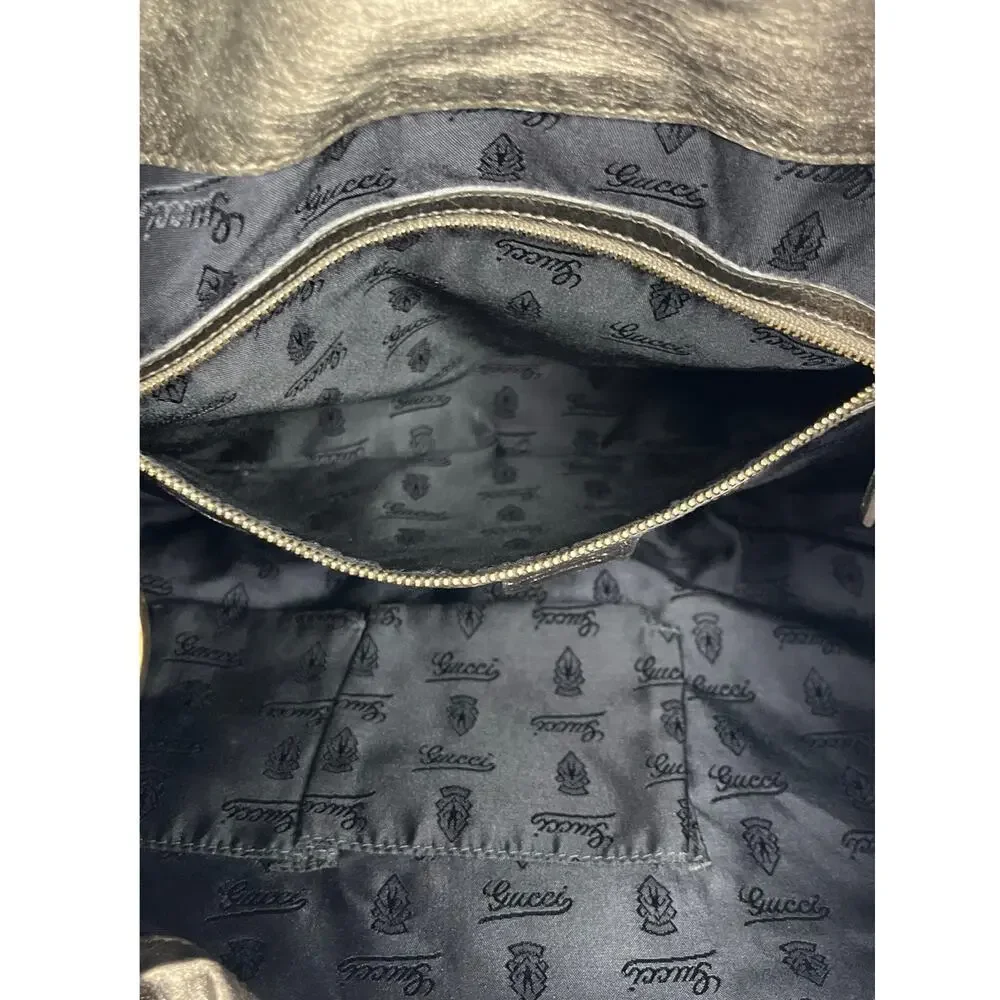 Gucci Metallic Pleated Leather Hysteria Hobo Bag Gold Crest Large 197016 Italy